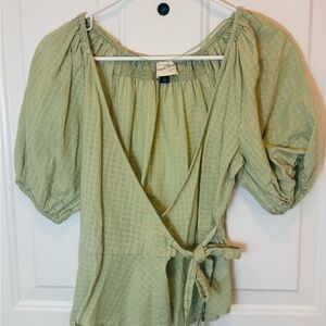 Universal Thread Light Green Wrap Blouse